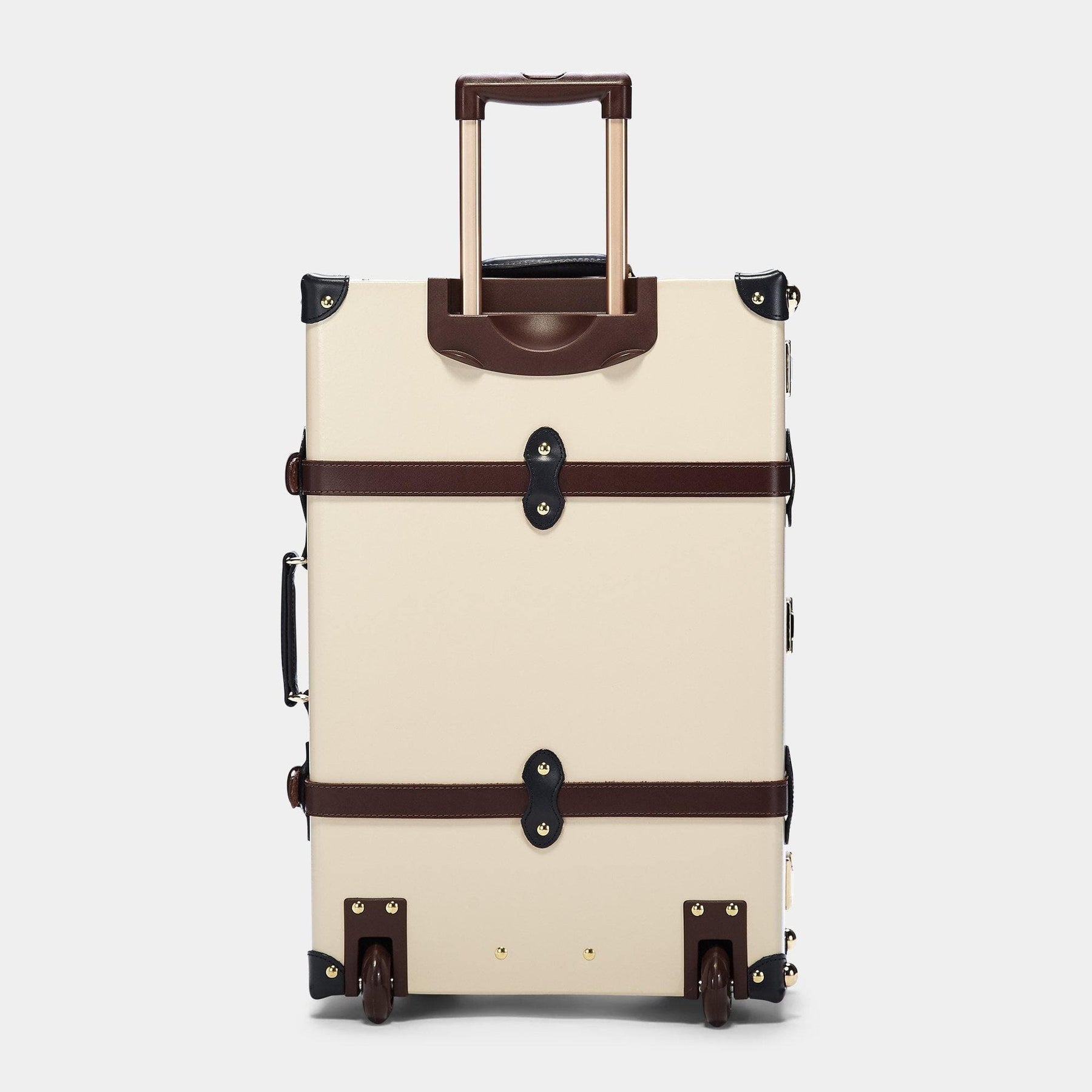 Back product view of the stowaway Architect leather suitcase in cream