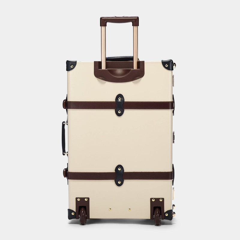 Back product view of the stowaway Architect leather suitcase in cream