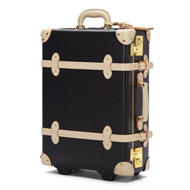 Angled product view of the carry-on Starlet fibreboard suitcase in black
