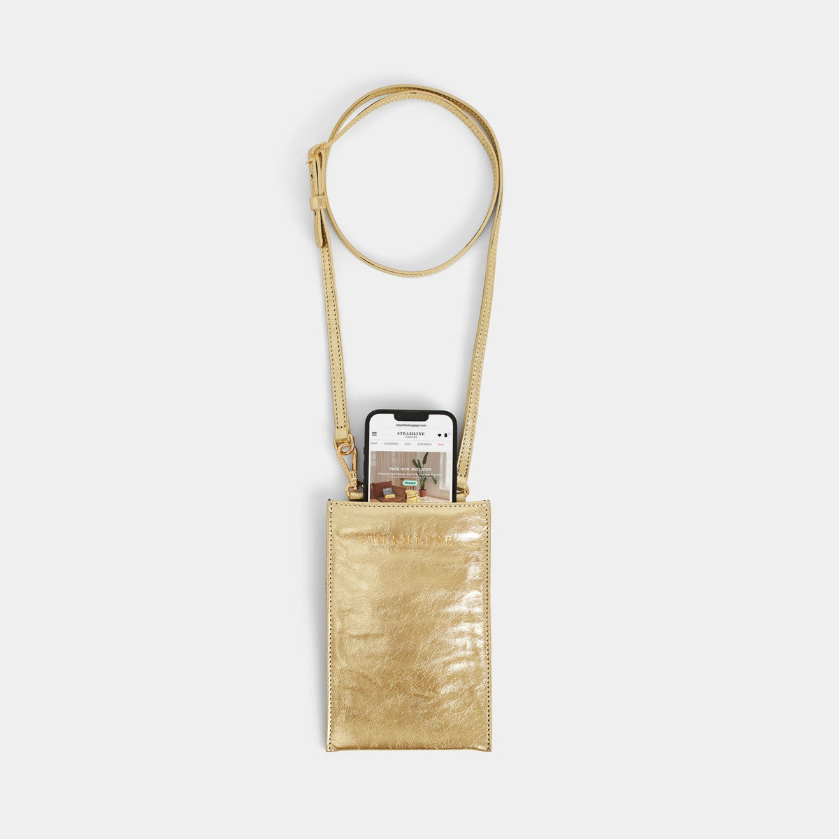 The Navigator - Gold Crossbody Phone Bag