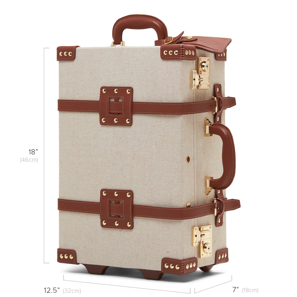 The Brown Small Editor Hatbox  Linen Vintage Hat Box Luggage Cases –  Steamline Luggage