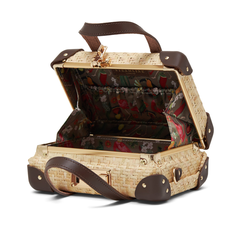 SteamLine Luggage The Architect Mini Rattan Crossbody Bag in Brown
