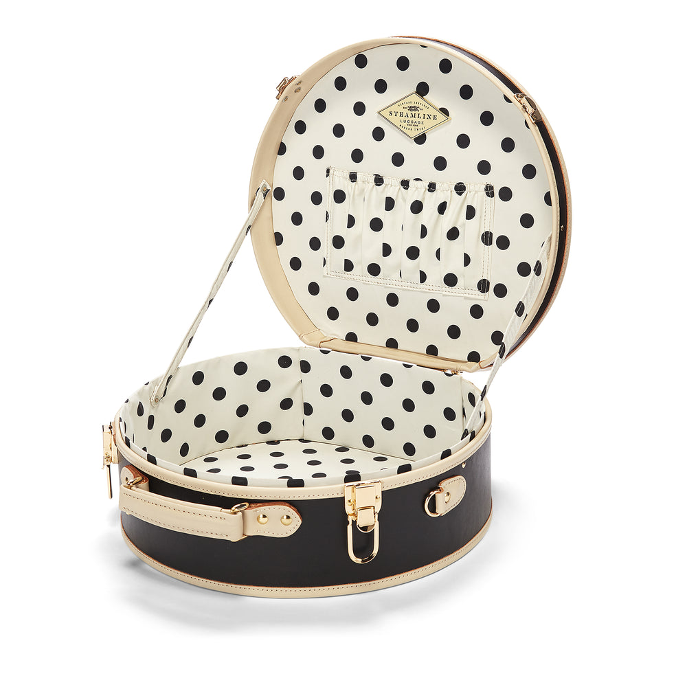 The Correspondent Large Hatbox  Round Vintage Hatbox Luggage Suitcase –  Steamline Luggage