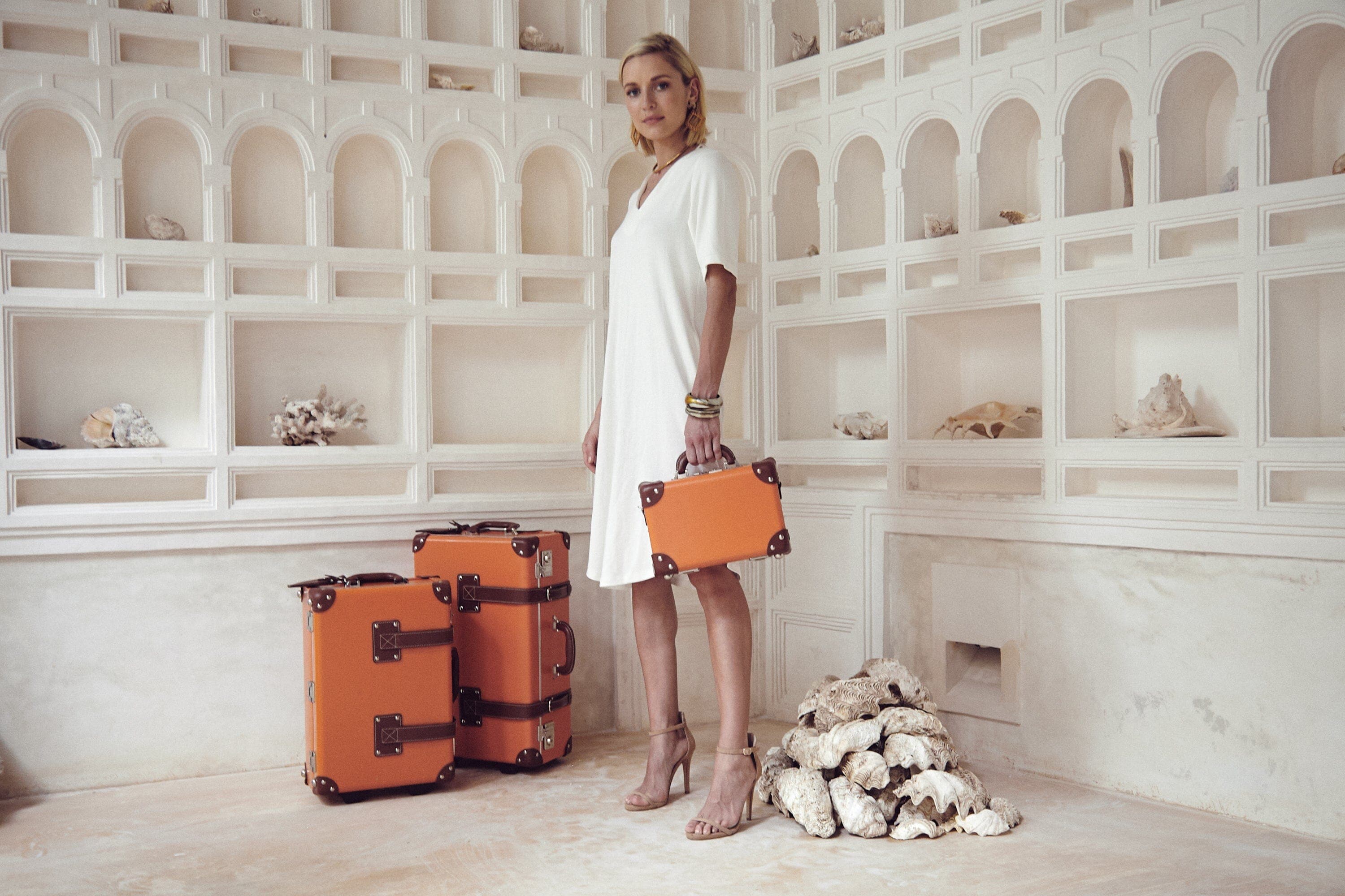 9751.CARRYME SD オレンジ パンクレス The Orange Anthropologist Carryon | Old Fashioned Luggage Trunk Case