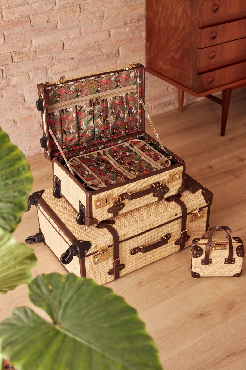 The Explorer Spinner Luxury Luggage Large Check In Rattan Suitcase