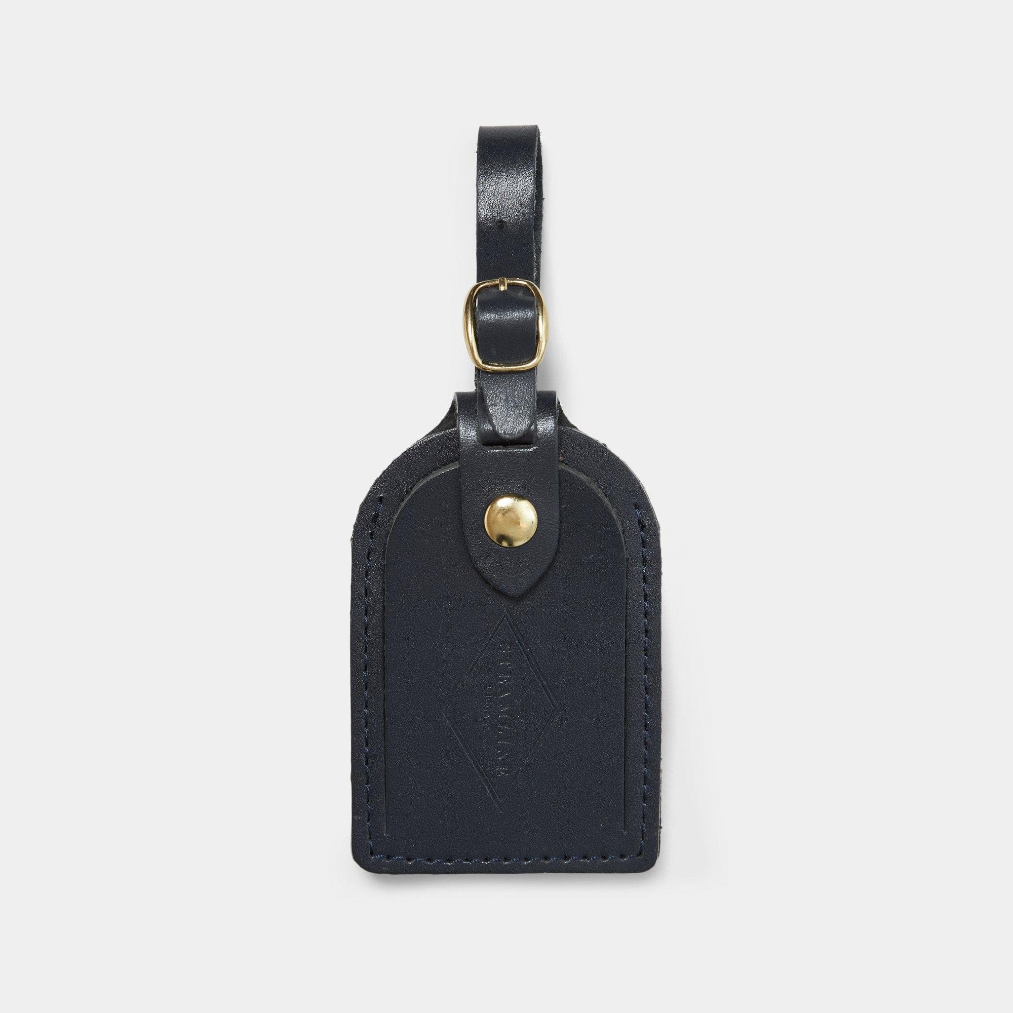 Navy Leather Luggage Tags | Vintage Style Travel Tags for Suitcases