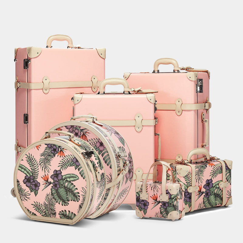 The Botanist Carryon Pink Tan Vintage Style Luxury Bridal Luggage
