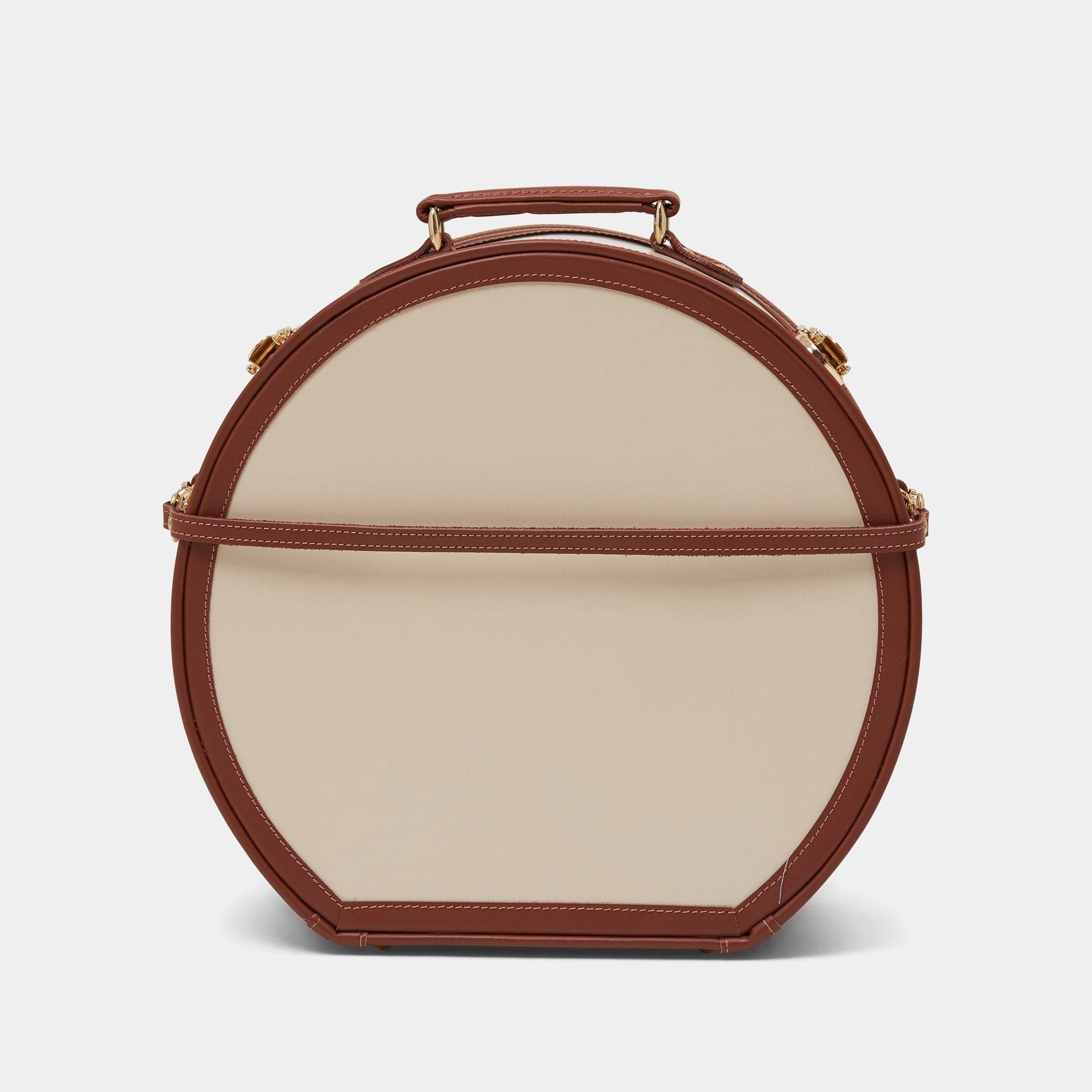 The Diplomat Cream Hatbox | Large Round Suitcase Hat Box Luggage Case