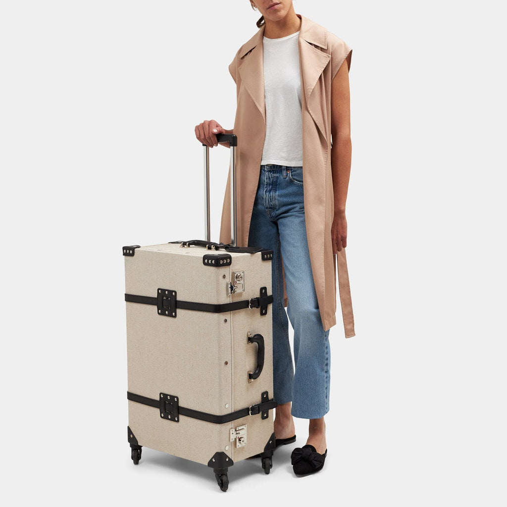 The Editor Check In Spinner in Black | Linen Designer Luggage Sets ...