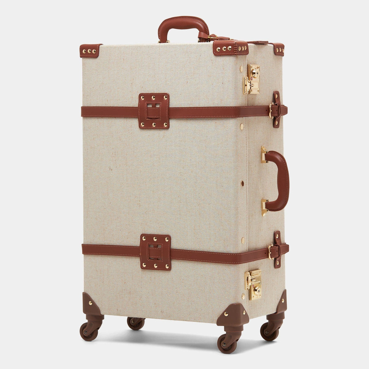 The Editor Check In Spinner in Brown | Linen Vintage Trunk Luggage ...