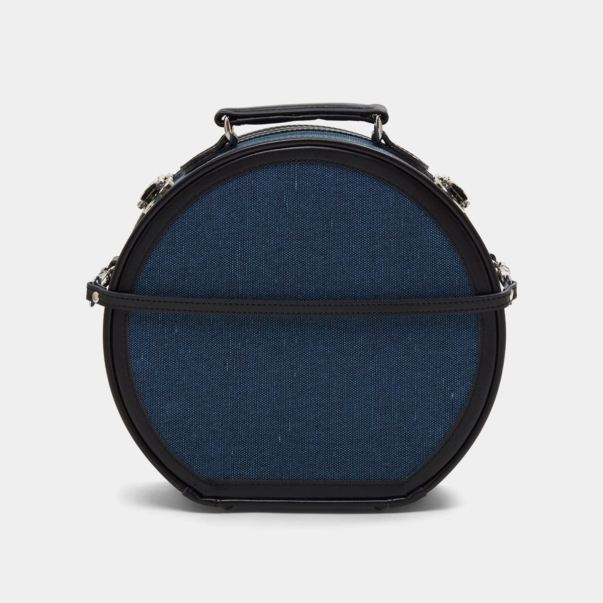 The Navy Small Editor Hatbox | Retro Round Trunk Luggage Travel Bag