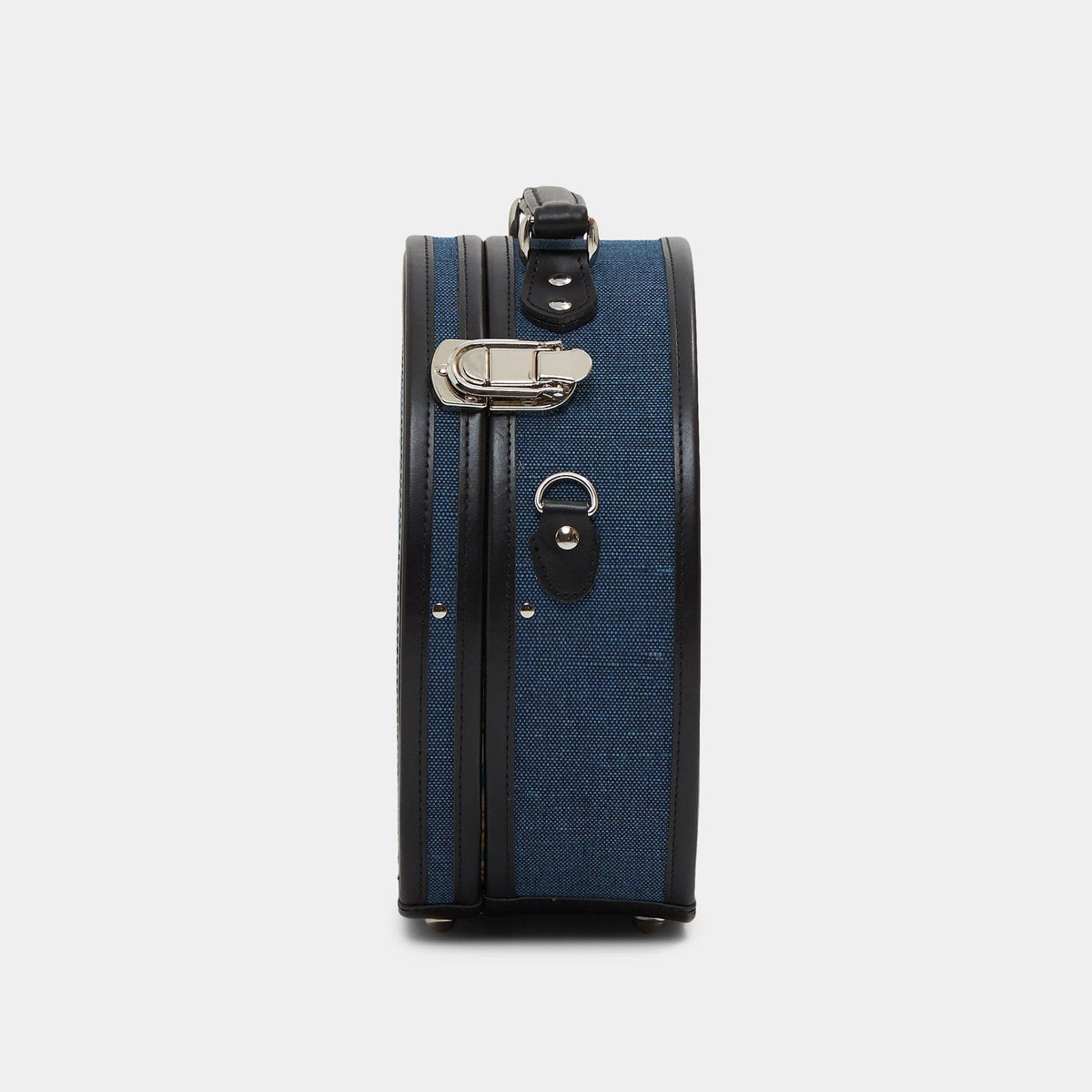 The Navy Small Editor Hatbox | Retro Round Trunk Luggage Travel Bag