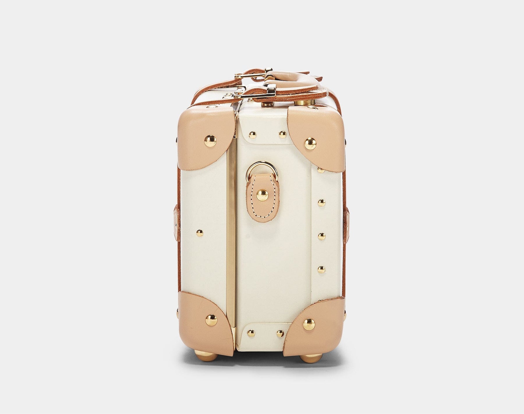 Side product view of the vanity Sweetheart fibreboard suitcase in cream