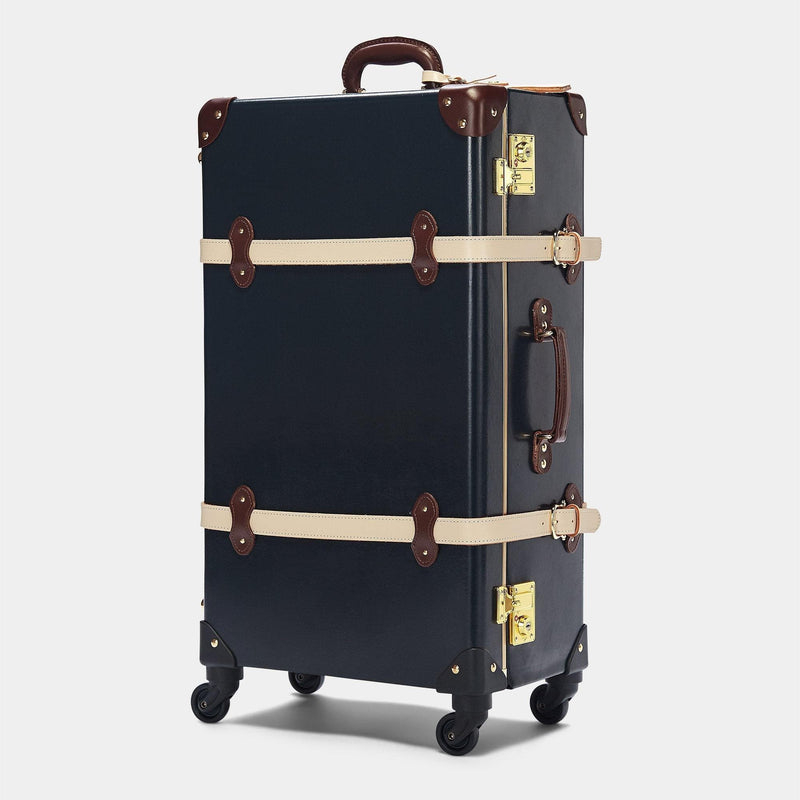 The Navy Architect Spinner Retro Check In Steamer Trunk Luggage