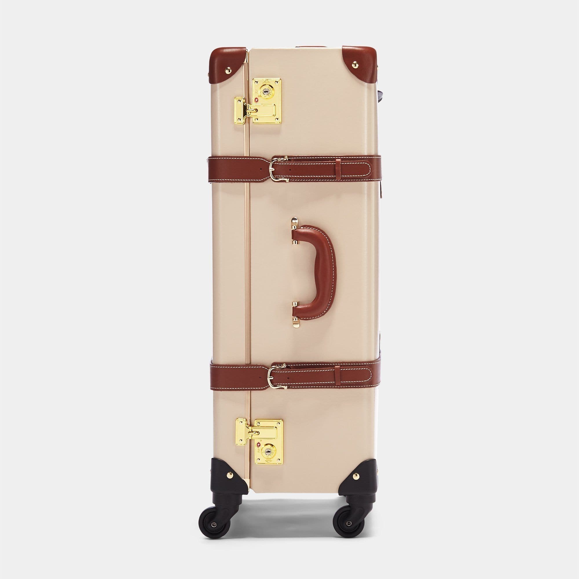The Diplomat Cream Spinner | Large Tan Check In Men's Designer Luggage