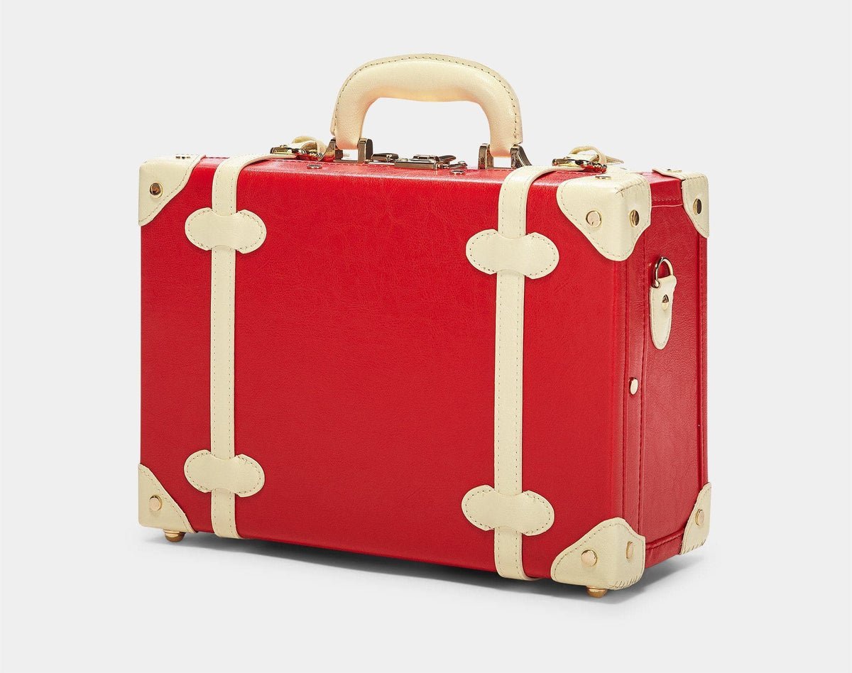 The Entrepreneur Vintage Briefcase  Retro Red Small Vintage Suitcase –  Steamline Luggage