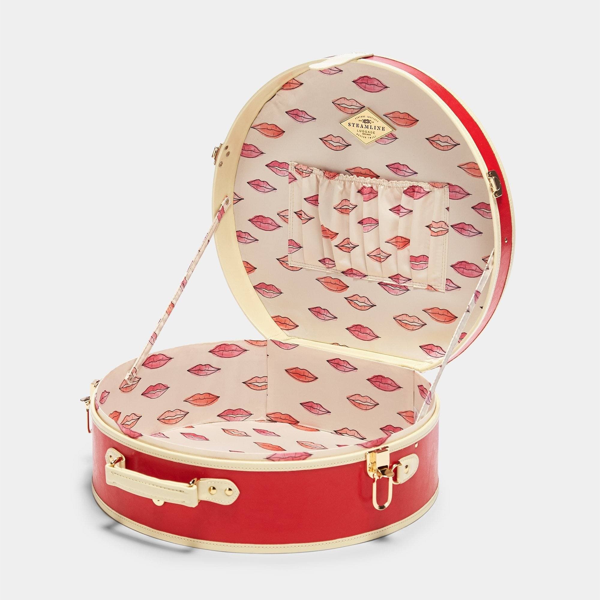 The Entrepreneur Deluxe Hatbox Vegan Red Leather Hat Box Luggage