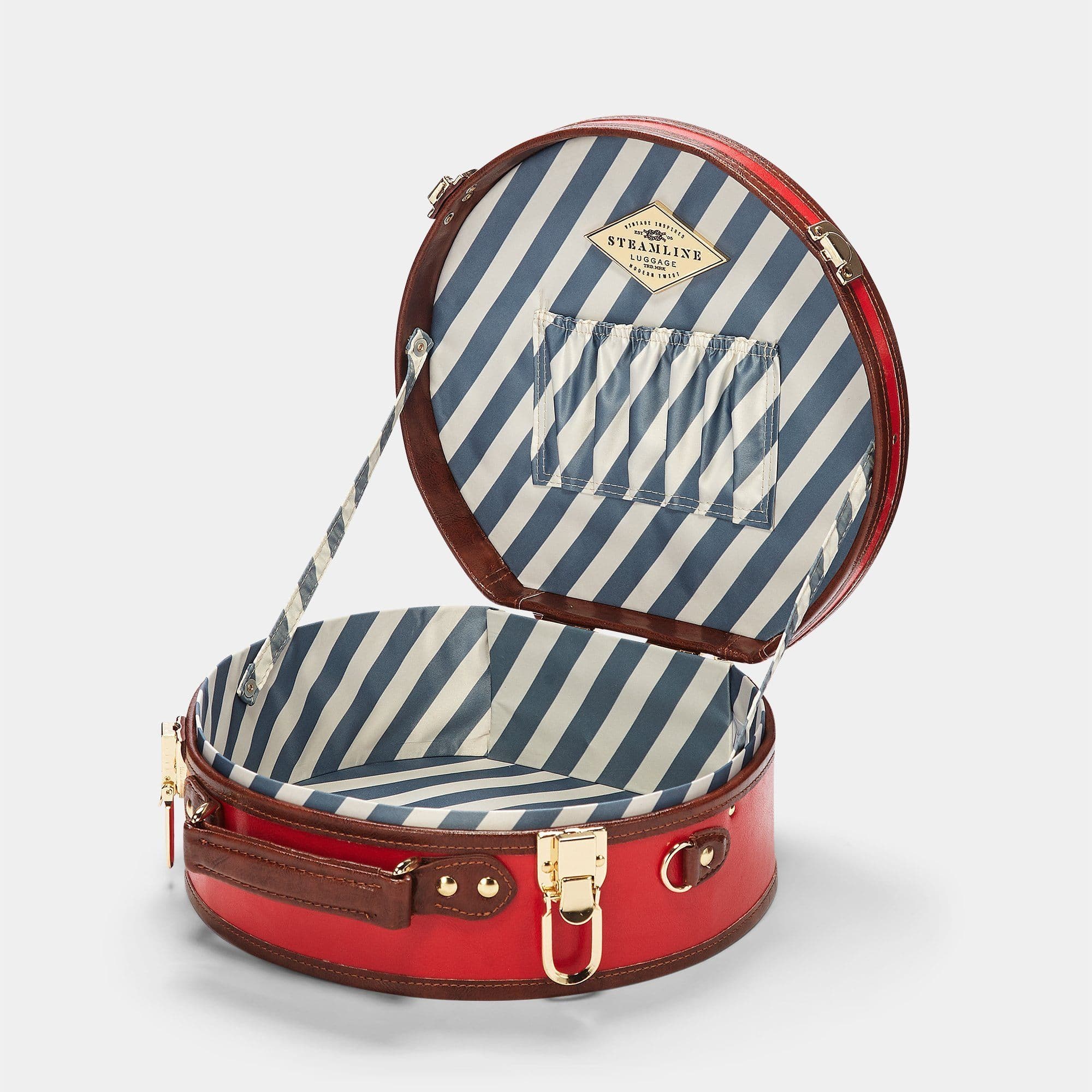The Entrepreneur Hatbox Steamer Trunk Vintage Hatbox Luggage in Red