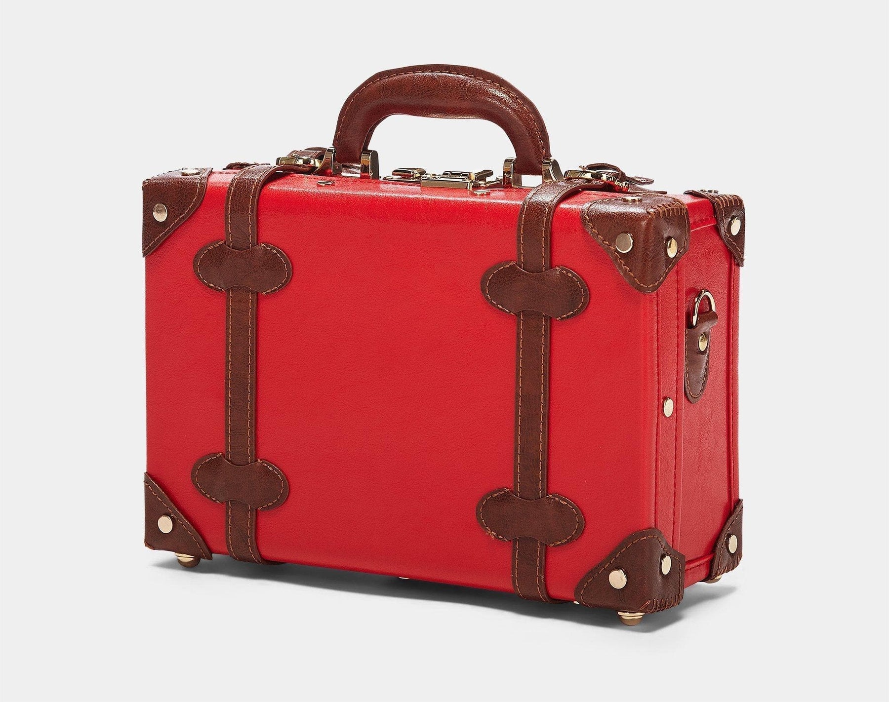 Angled product view of the vanity Entrepreneur vegan leather suitcase in  red 