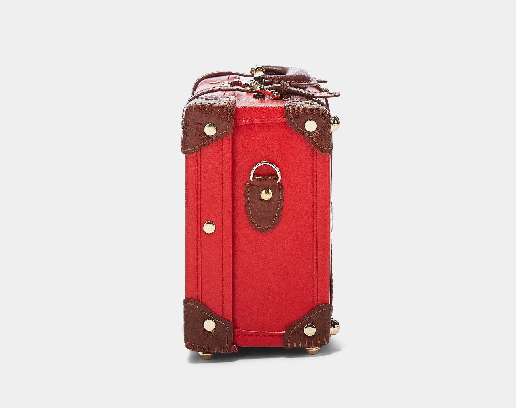 Side product view of the vanity Entrepreneur vegan leather suitcase in  red 