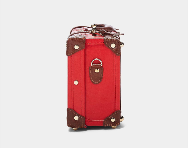 Side product view of the vanity Entrepreneur vegan leather suitcase in  red 