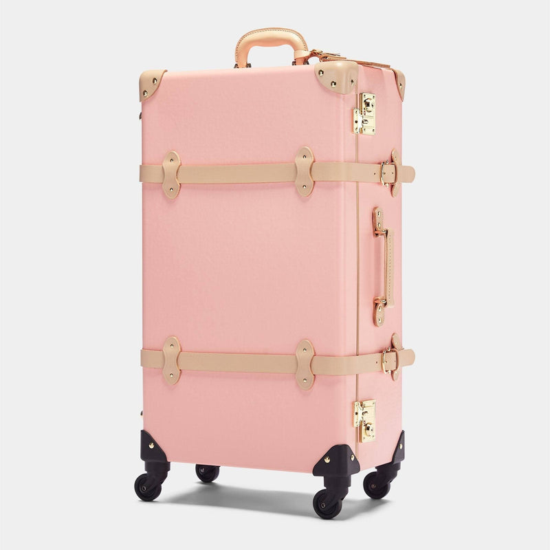 The Correspondent Large Pink Check-In Spinner Style Vintage Suitcase