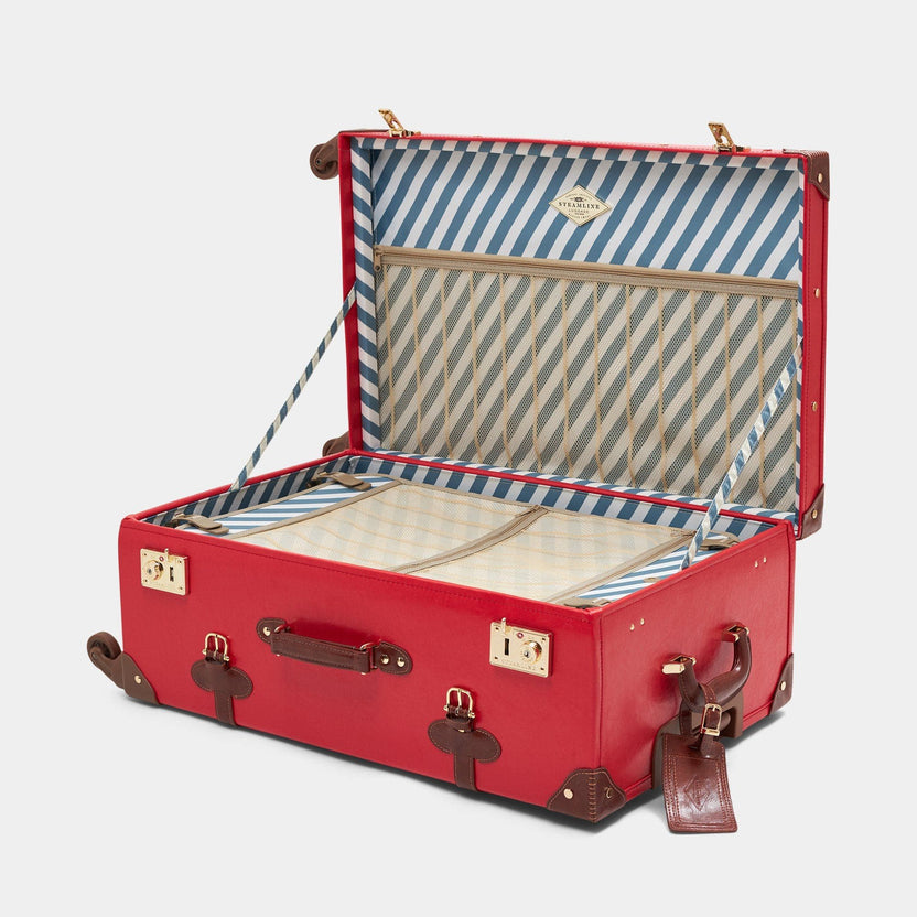 The Entrepreneur Spinner Red Check In Suitcase | Designer Luggage Sets